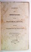 BEAUMONT, WILLIAM. Experiments and Observations on the Gastric Juice and the Physiology of Digestion.  1833